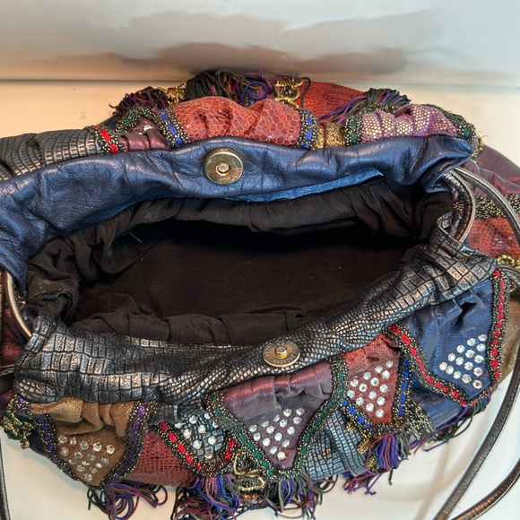 Vintage 80’s Rita Diana Mylinka Skyrocket Drawstring Leather Embellished Purse - Picture 8 of 10